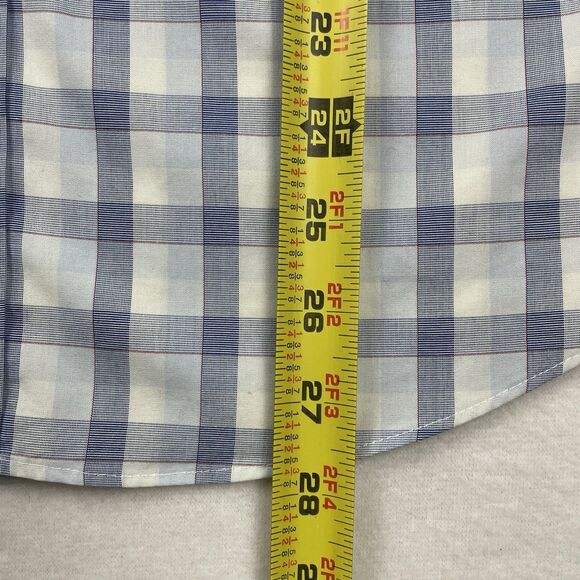 Untuckit  Men’s Long Sleeve Button Up Blue White Windowpane Plaid- M - Picture 5 of 9